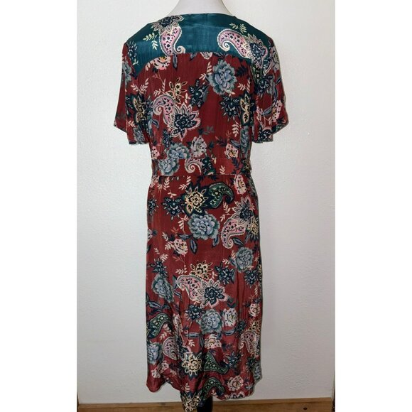 Sundance Paisley Dreams Floral Faux Wrap High-Low Hem Dress Size Petite Small - Picture 2 of 9